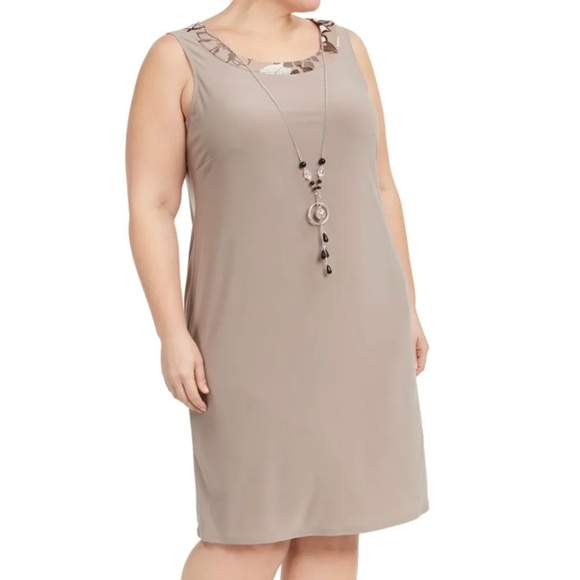 Women’s Formal Dress Plus Size 20W R&M RICHARDS Beige 3/4 Sleeve Jacket Dress - Picture 3 of 6